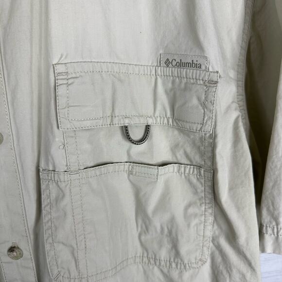 Columbia Mens size XL Short Sleeve Button Down Utility Shirt Khaki - Picture 5 of 9